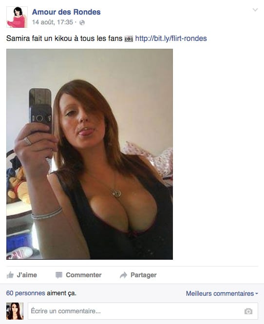 Selfie des gros seins de Samira sur Facebook